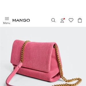 Mango Pink Suede Shoulder Bag with Gold Chain